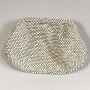 Vintage corde Bead Cream Snap Clutch Women Handbag